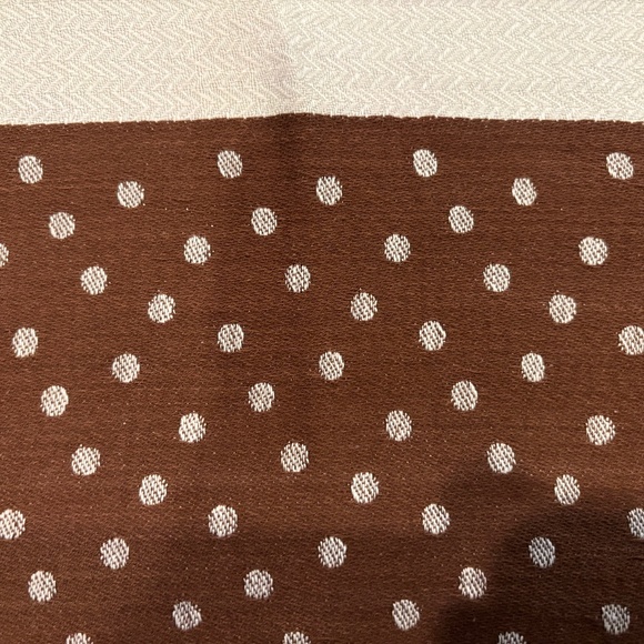 Vintage Cream and Brown Polka Dots Square Linen Tablecloth - Picture 6 of 7